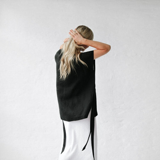 Sato Linen Top | Black