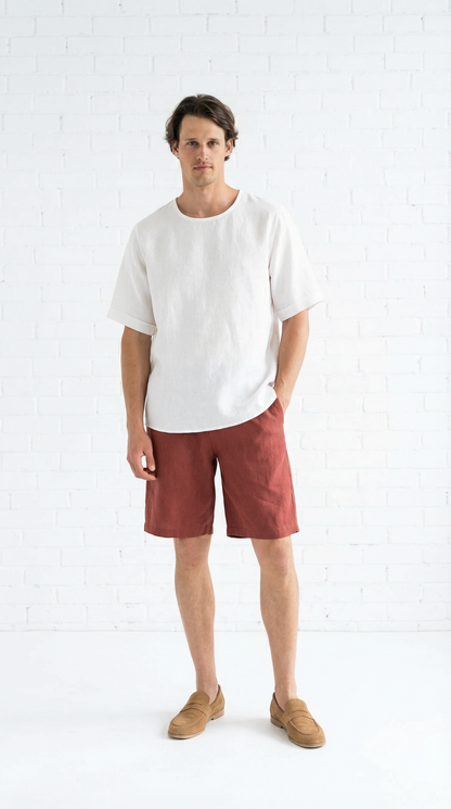 Atlas Oversized Linen Top - White