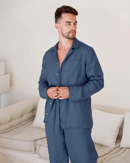 Linen pajama Set | Blue