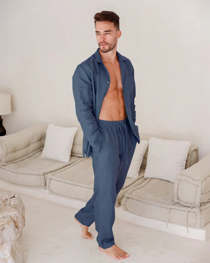 Linen pajama Set | Blue