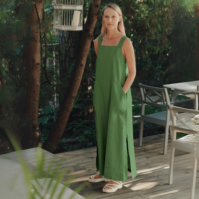 Linen Fugue Dress - Green