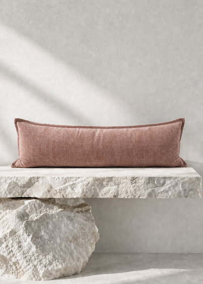 Velvet Lumbar Cushion - Blush