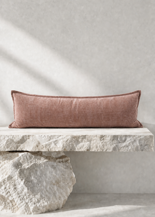 Velvet Lumbar Cushion - Blush