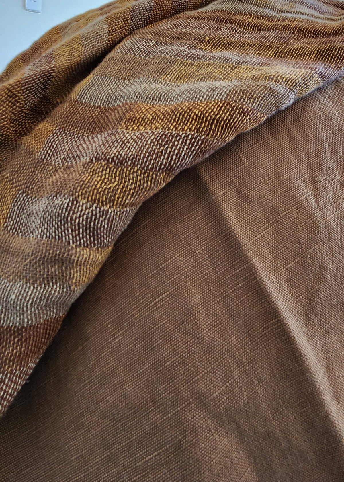 Heavy Linen Bed Cover in Cognac