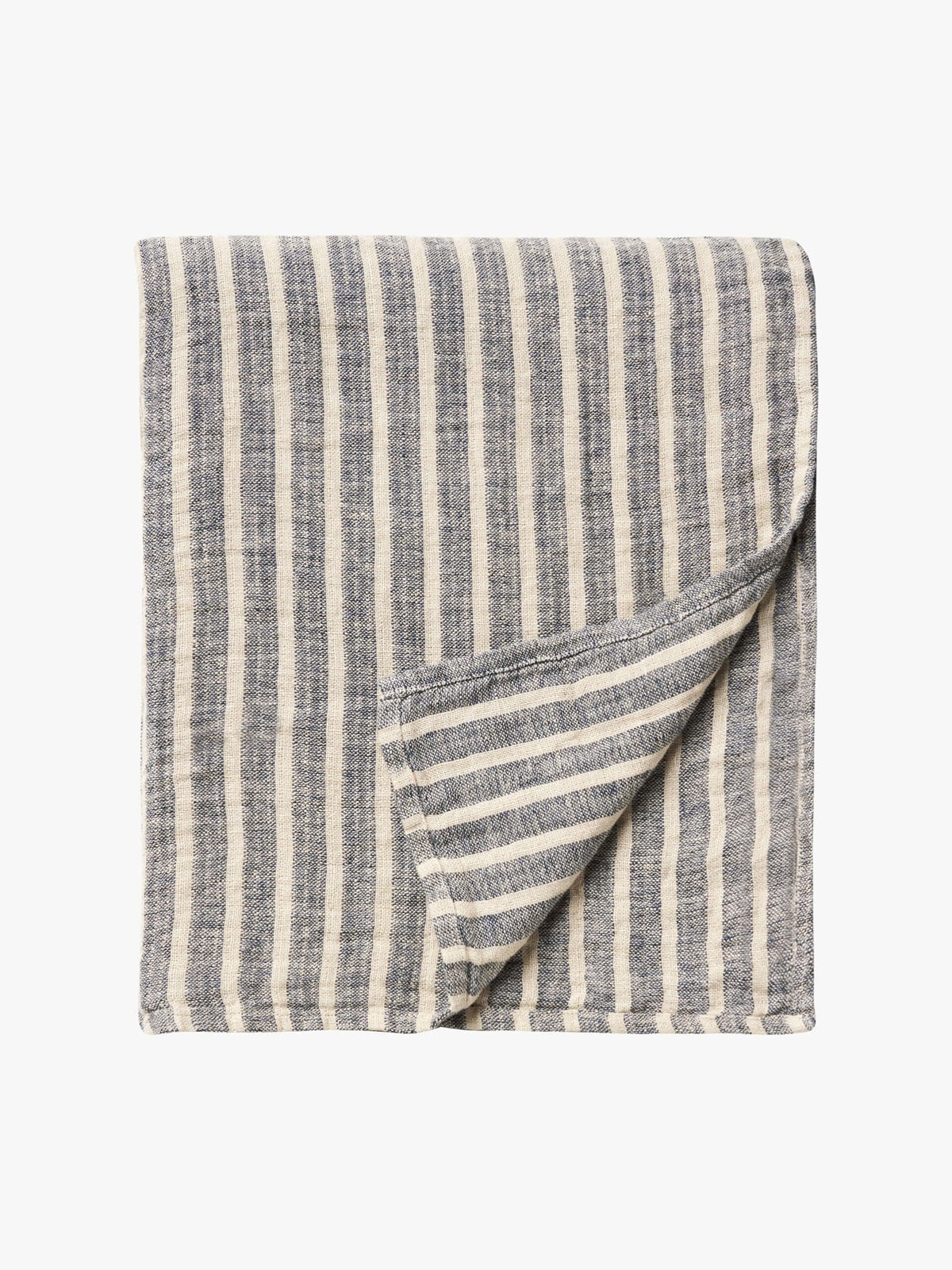 Linen Bedcover | Indigo Stripe
