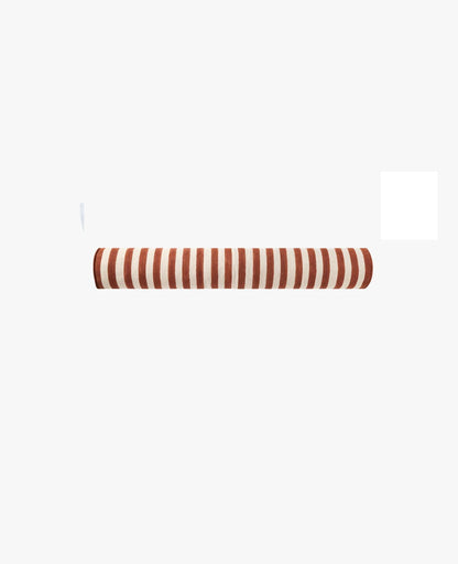 Rectangular fabric swatch with red and white horizontal stripes on a white background