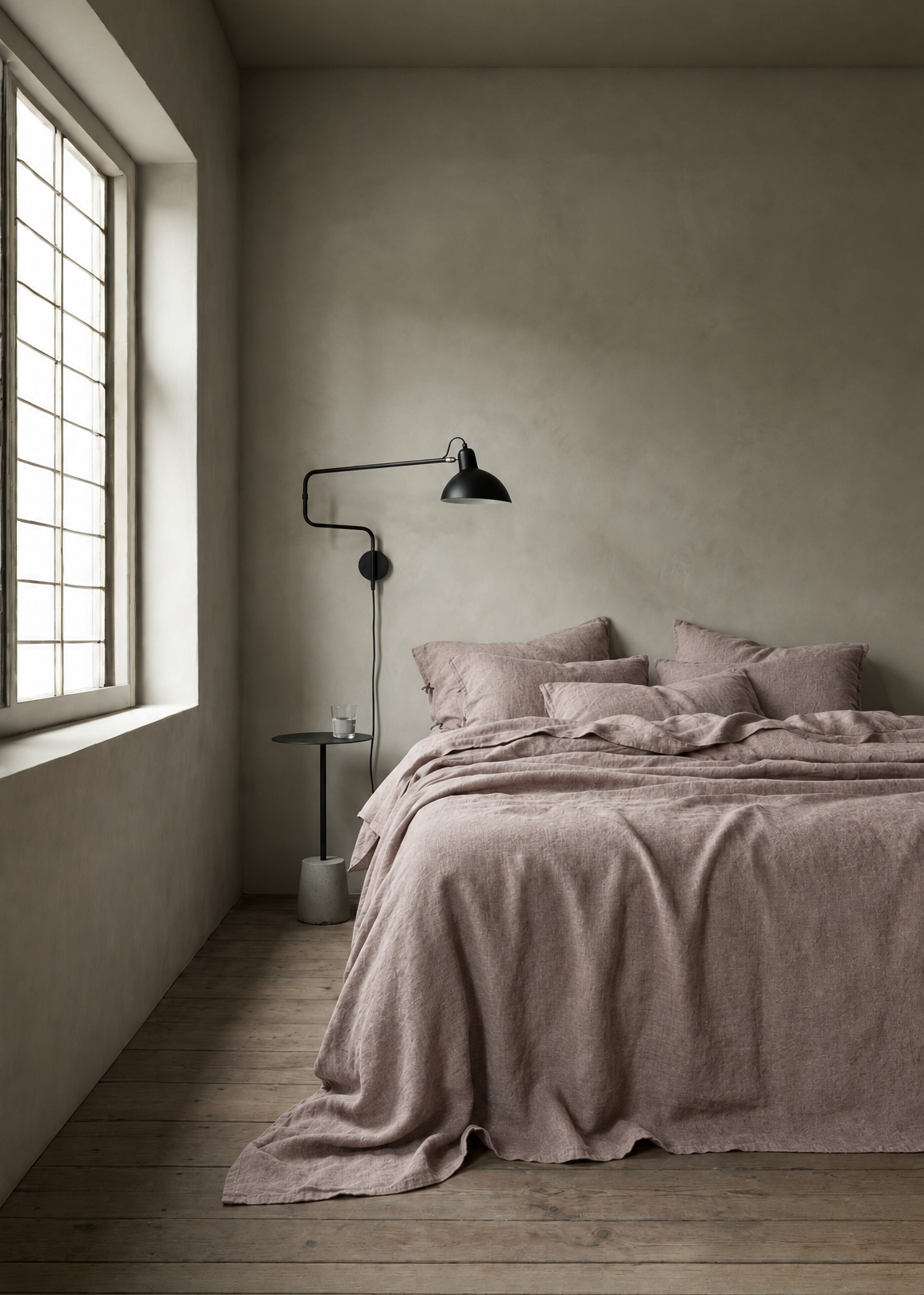 Heavy Linen Bedcover - Dusty Mauve