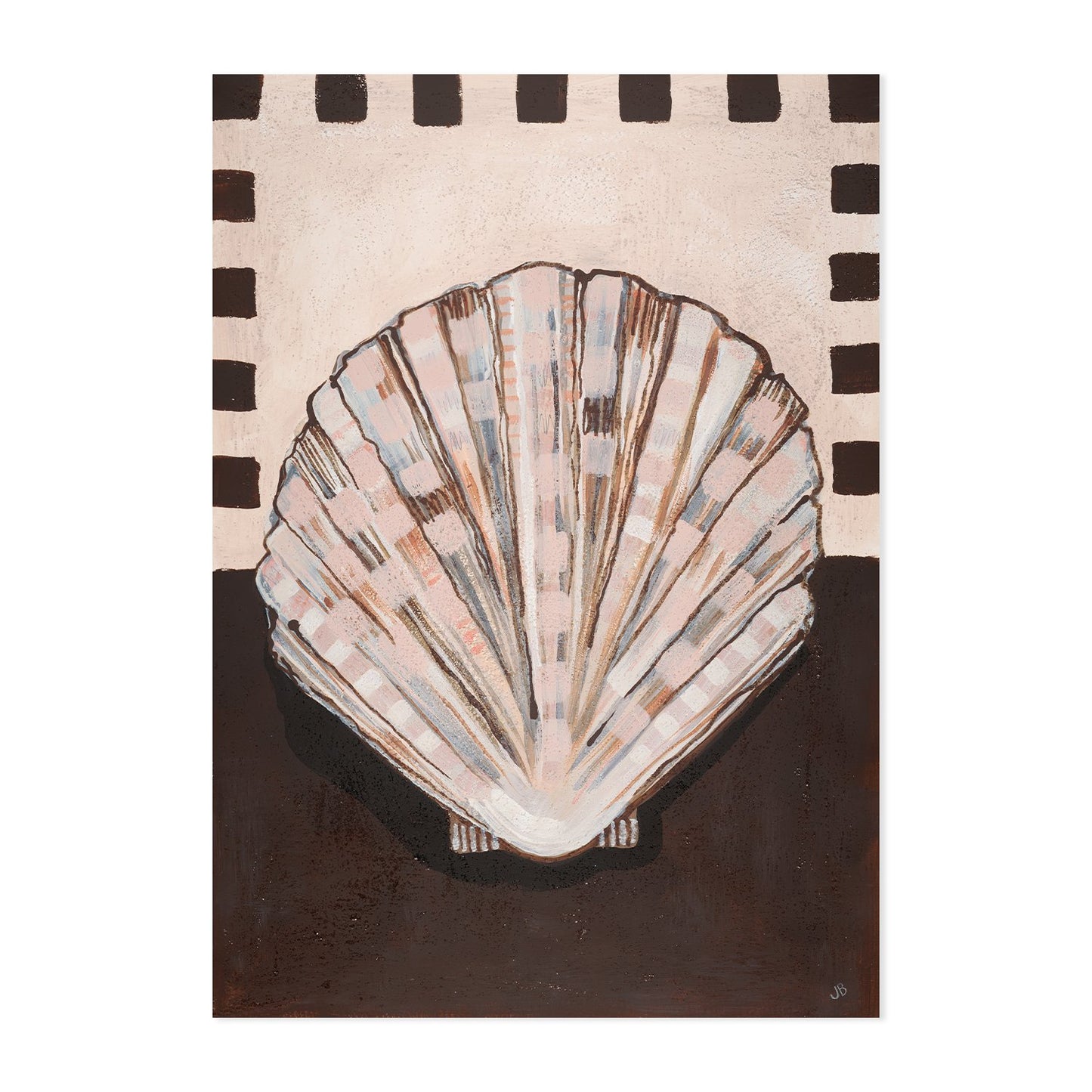 Coco Clam' Blush and Chocolate Modern Sea Shell Fine Art Print