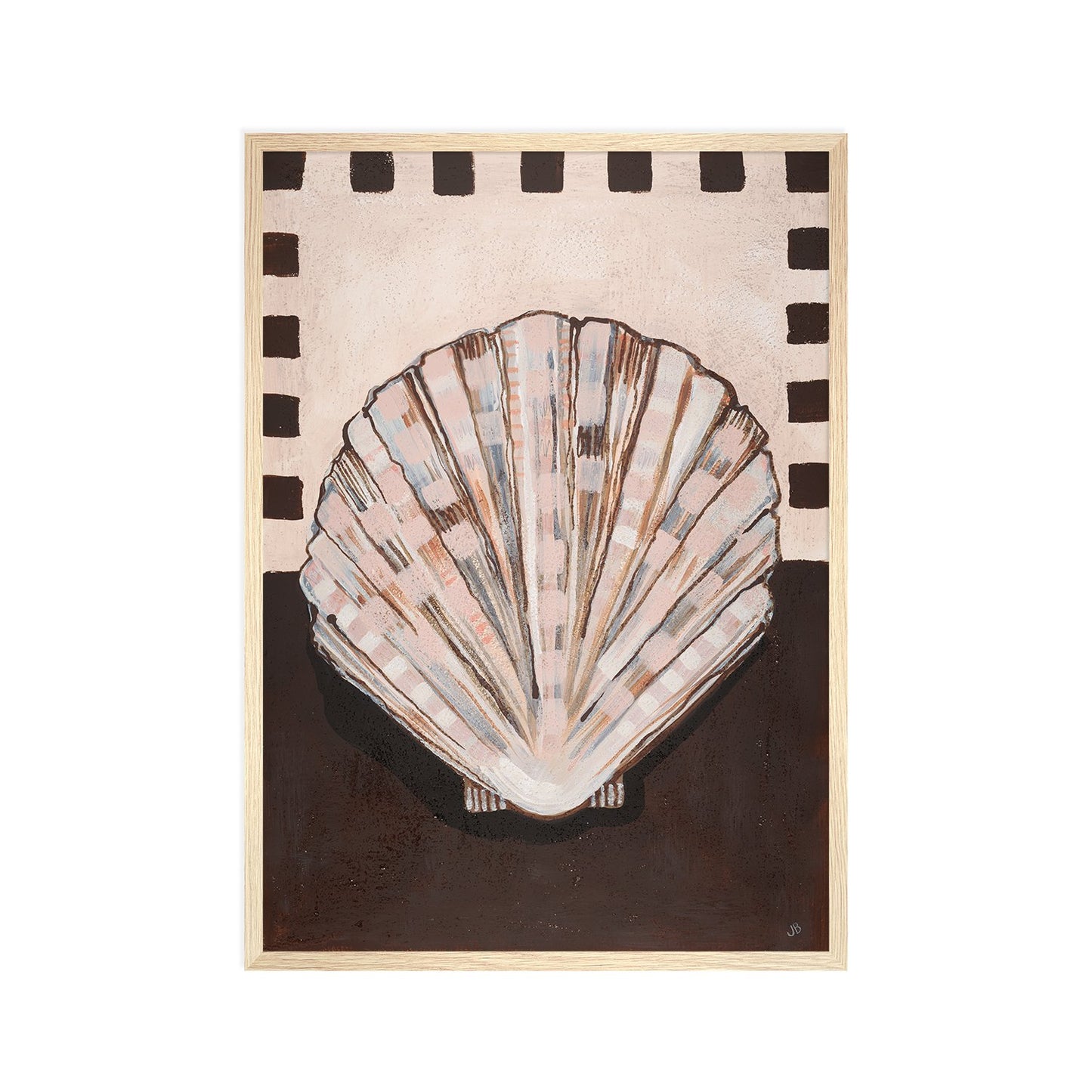 Coco Clam' Blush and Chocolate Modern Sea Shell Fine Art Print