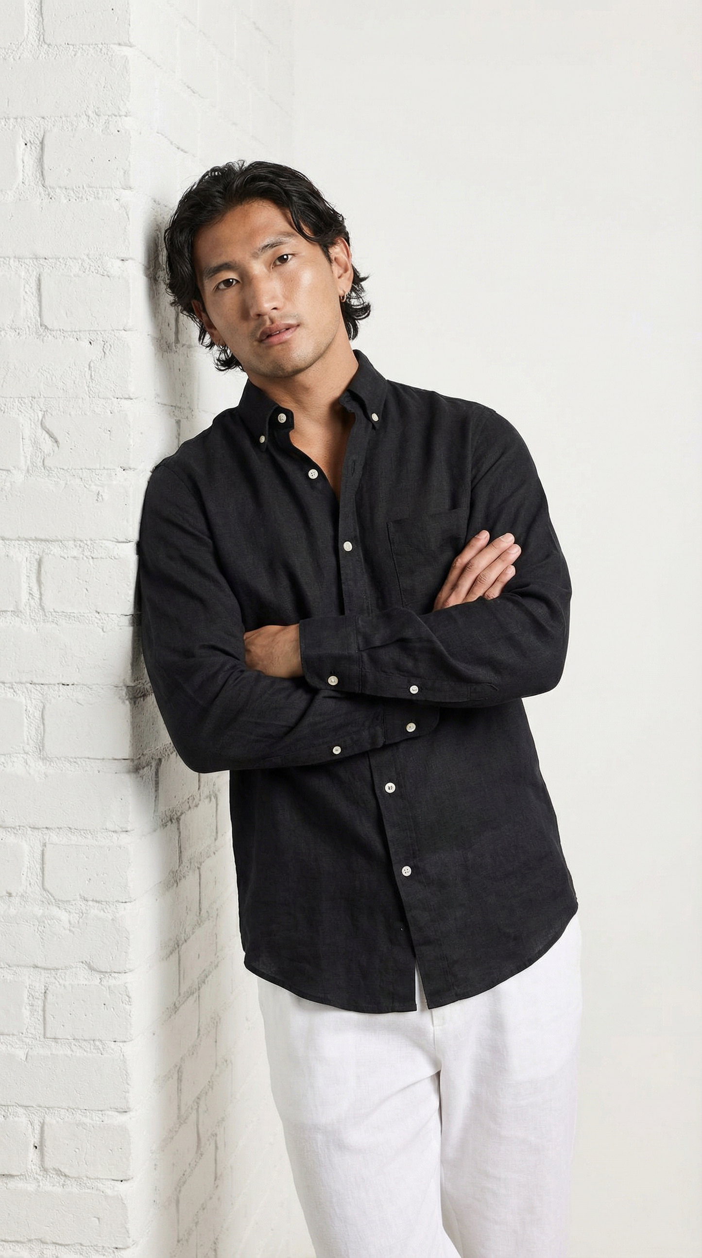 Mens Classic Linen shirt - Black