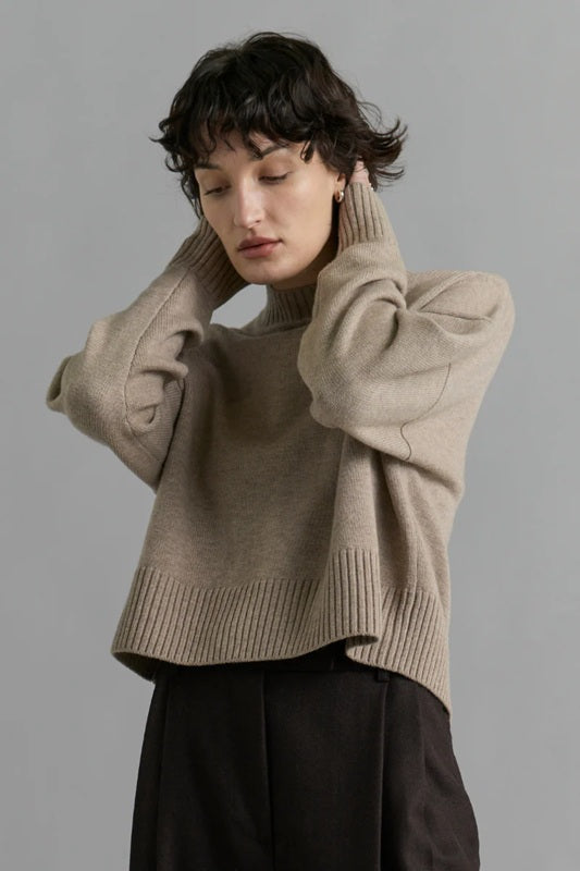 Merino knit Sweater – Camel Melange