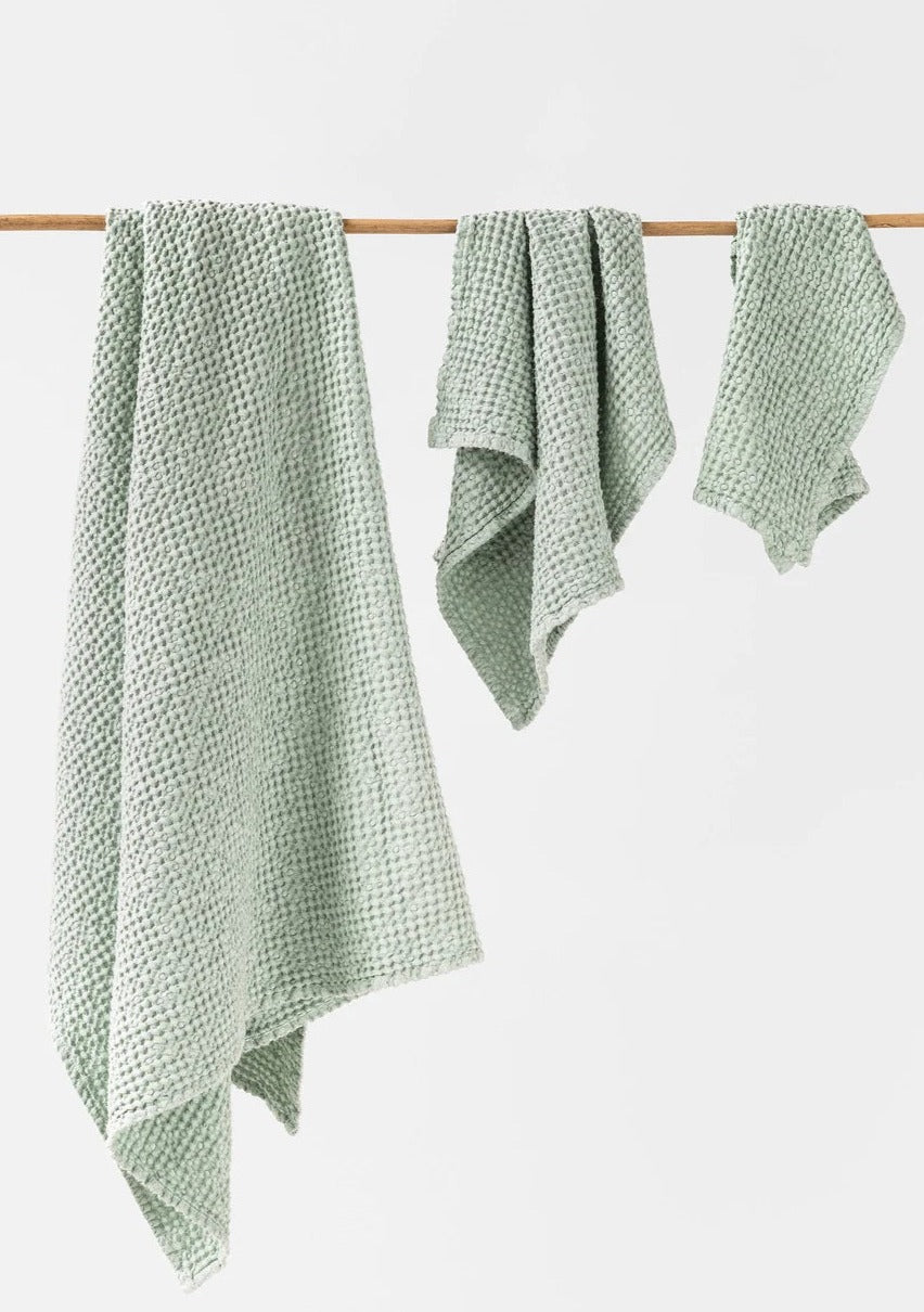 Linen Waffle Towel Set | Pistachio