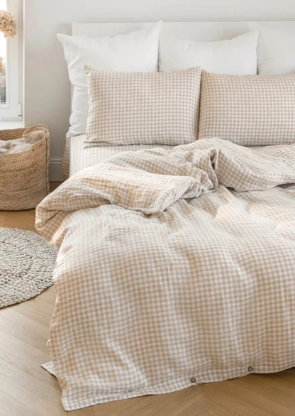 New Gingham linen duvet cover | Natural