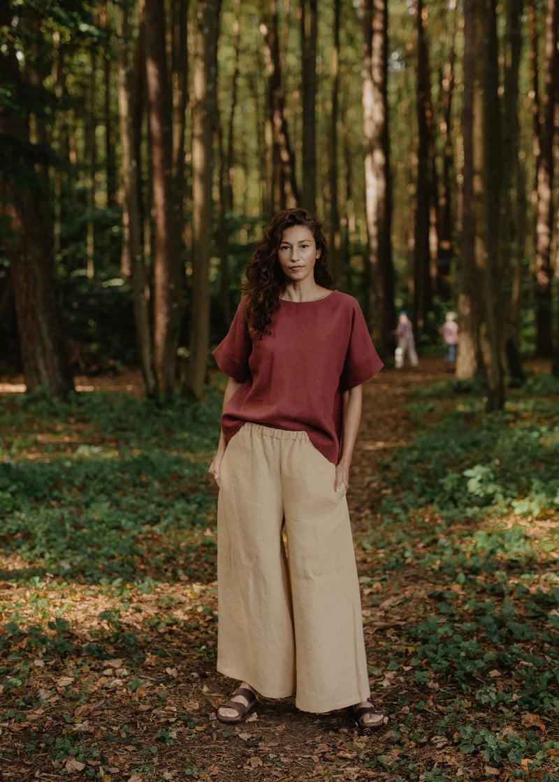 Isabella Wide Linen Pants - Butter