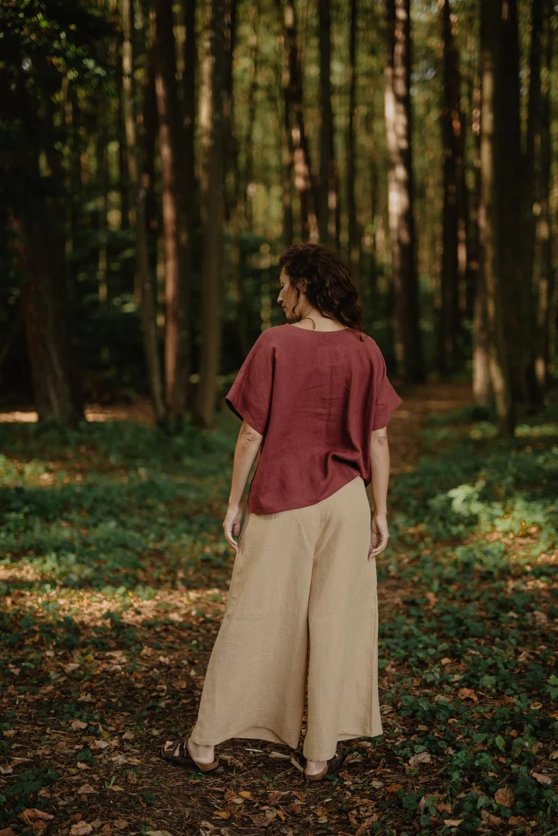 Isabella Wide Linen Pants - Butter
