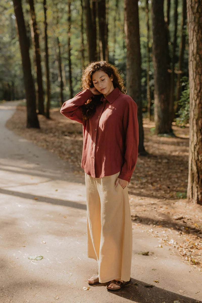 Isabella Wide Linen Pants - Butter
