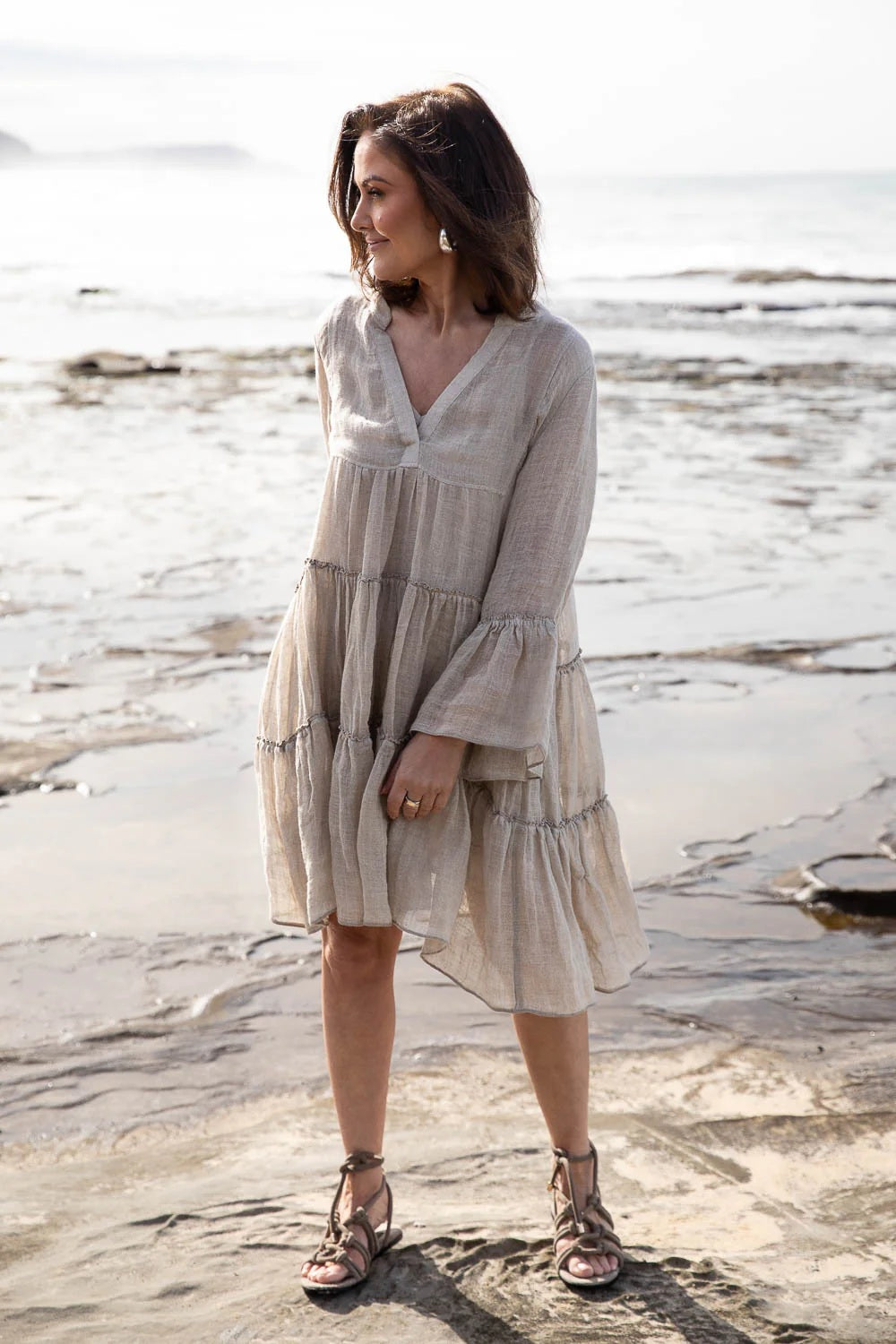 summer linen dresses nz Summer Linen Dress for Women, Linen Midi Dress, Loose Casual Soft Custom Handmade Linen Tunic Shift Dress Robes, Plus Size Clothing Boho N39