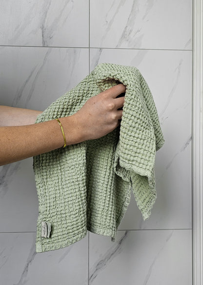 Linen Waffle Towel Set | Pistachio