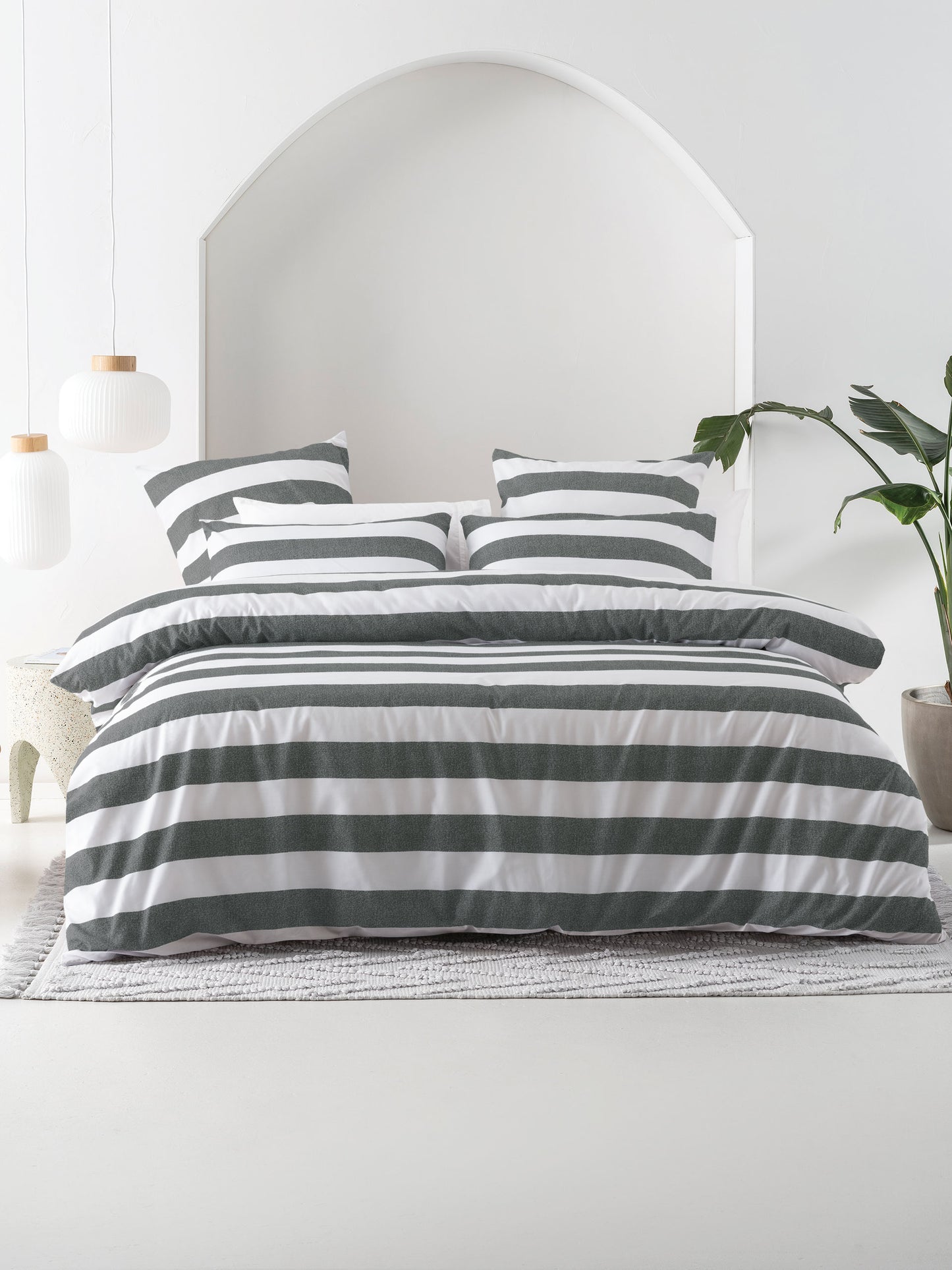 Sydney Stripes Duvet Cover Set | Carbon