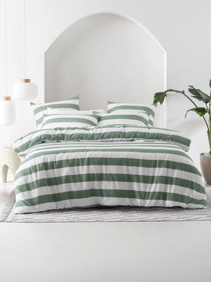 Sydney Stripes Duvet Cover Set | Moss