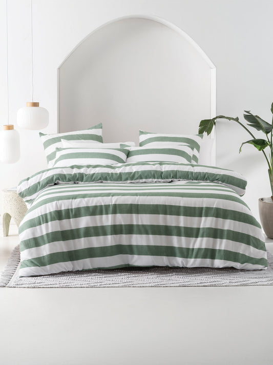 Sydney Stripes Duvet Cover Set | Moss