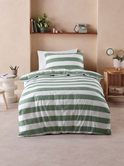 Sydney Stripes Duvet Cover Set | Moss