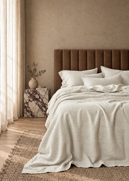 Heavy Linen Bed Cover | Vanilla