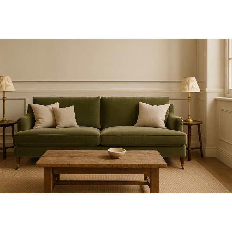 The Thornfield 3 Seater Sofa – Olive Velvet