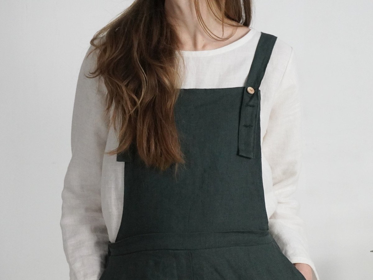 Linen Overalls | Pine Green