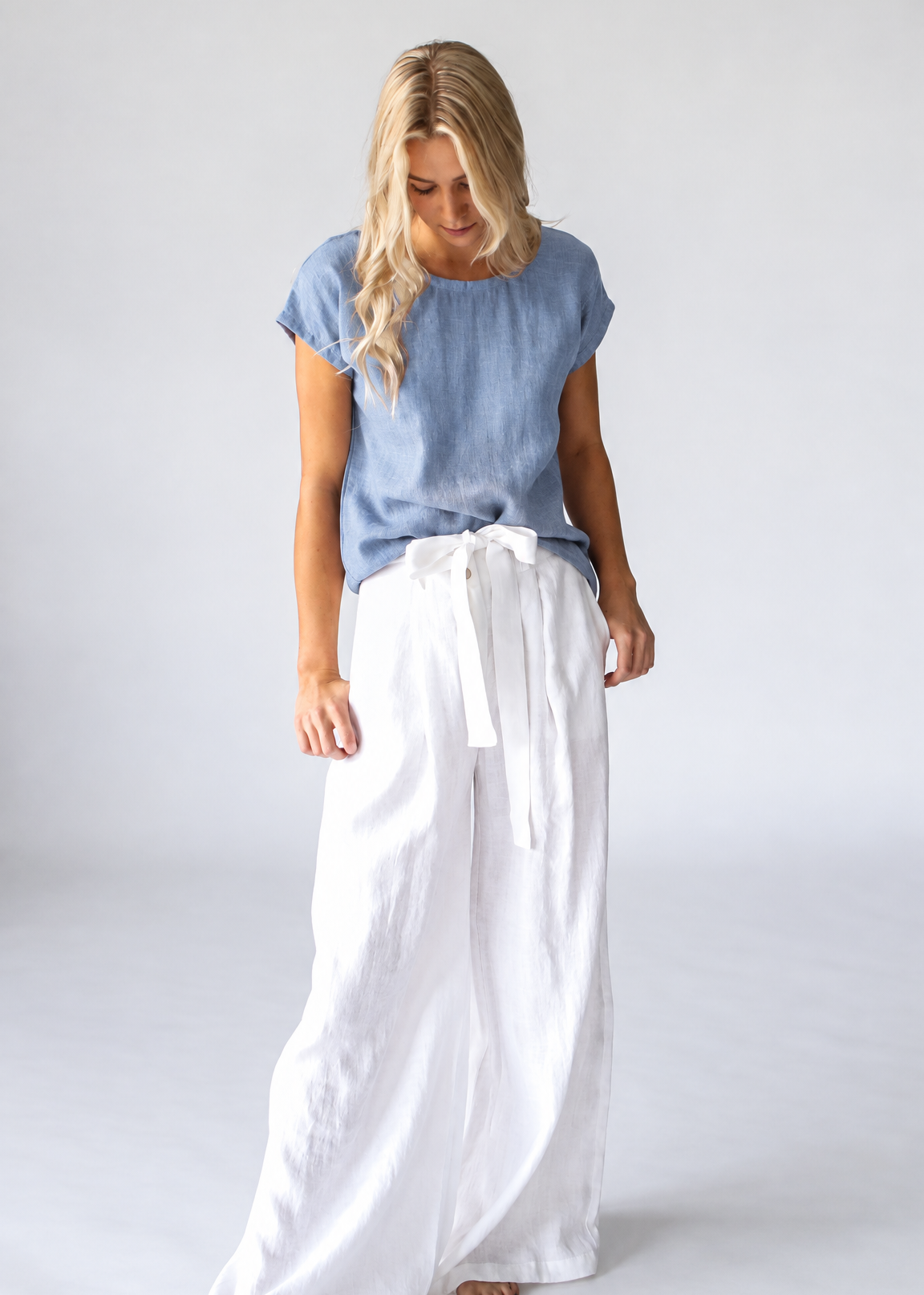 Linen T-Shirt | Pale Blue -15% OFF