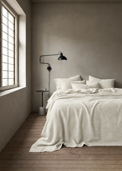 Heavy Linen Bed Cover | Vanilla
