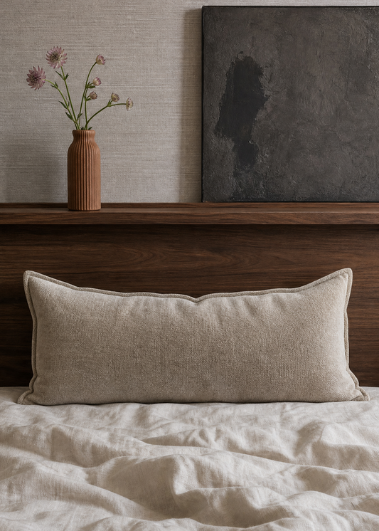 Plush Latte Velvet Lumbar - Made in New Zealand