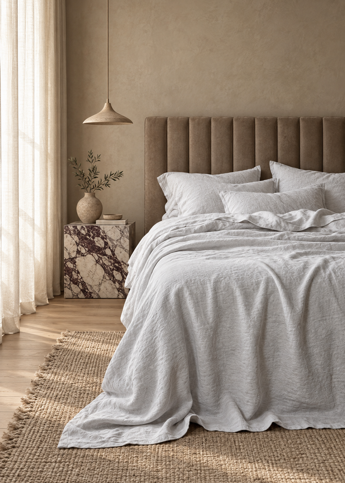 Heavy Linen Bed Cover | Scandi Whitewash