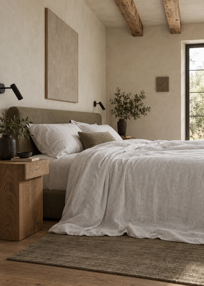 Heavy Linen Bed Cover | Scandi Whitewash