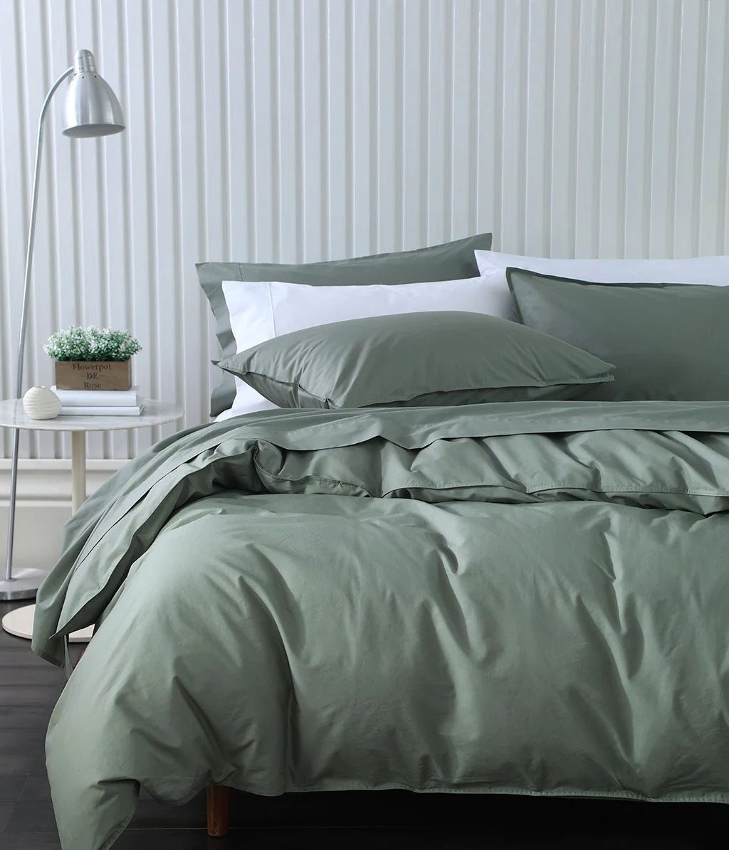 Pure Cotton Duvet Cover Set | Seagrass