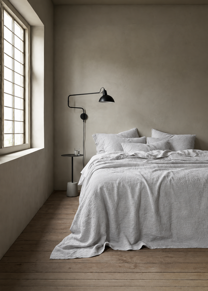 Heavy Linen Bed Cover | Scandi Whitewash