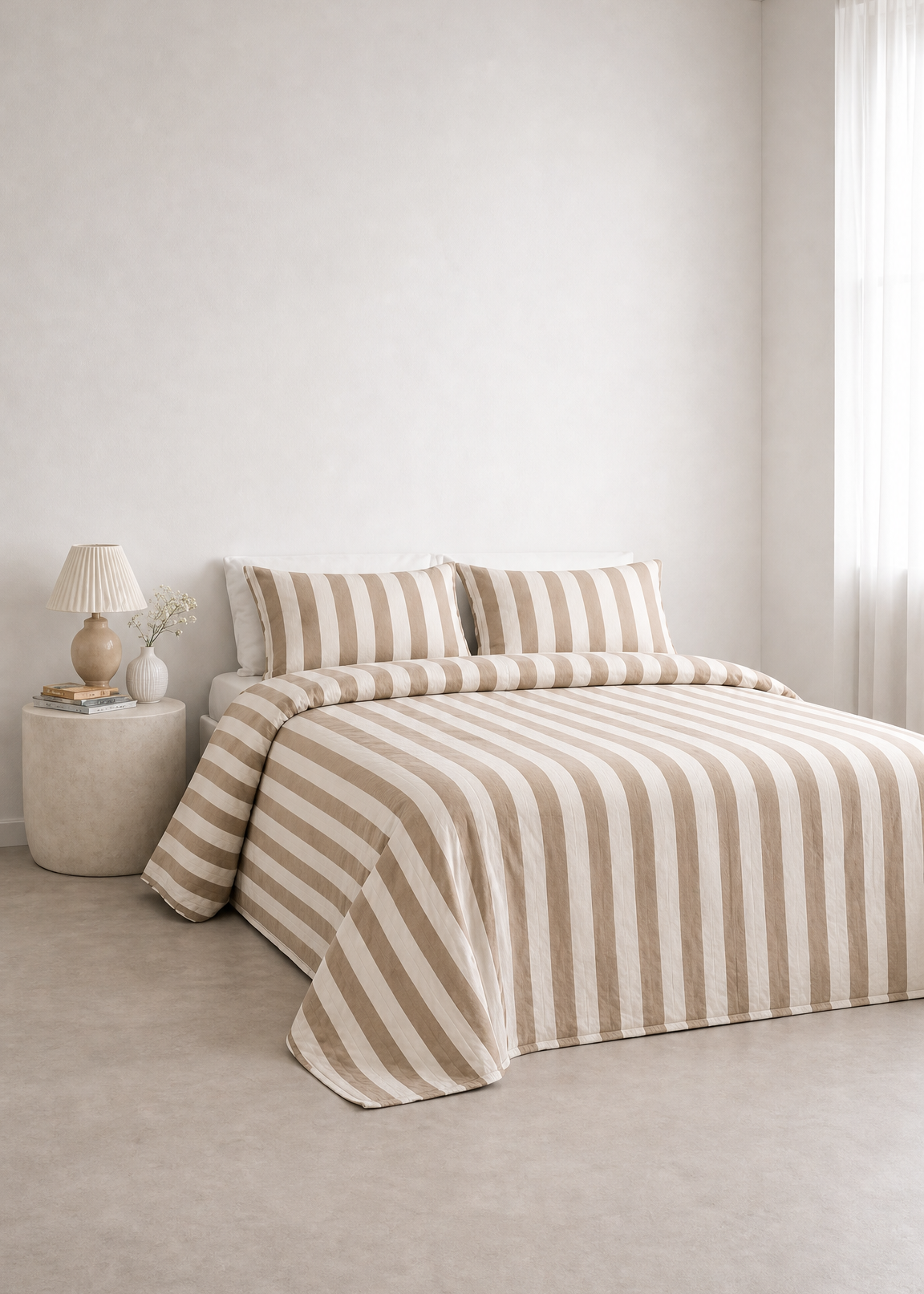 Bari Stripe Comforter  - Taupe