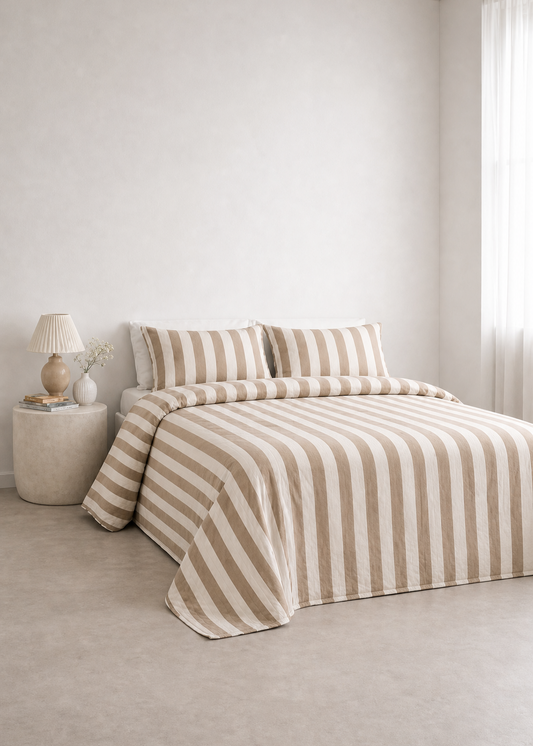 Bari Stripe Comforter  - Taupe