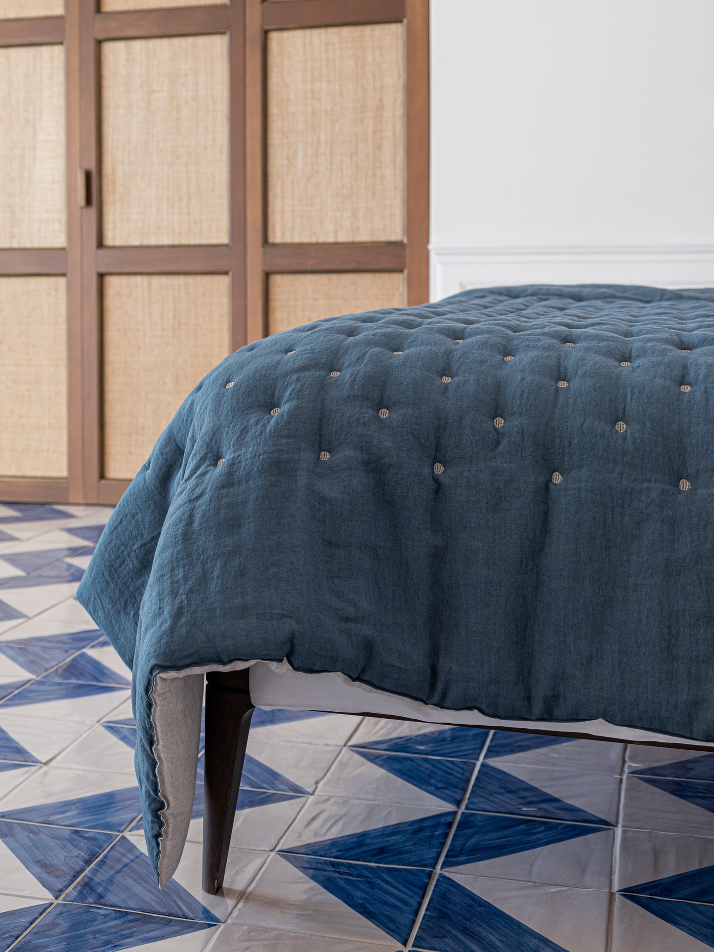 Linen Quilt | Blue | Made in Italy
