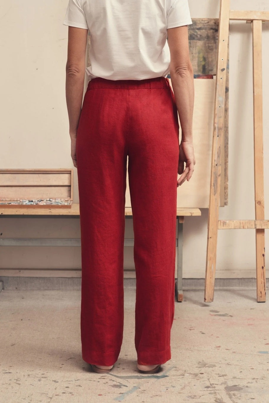 WILLOW Linen Pants - Red