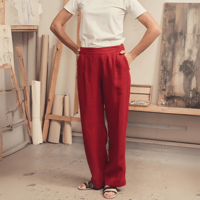 WILLOW Linen Pants - Red
