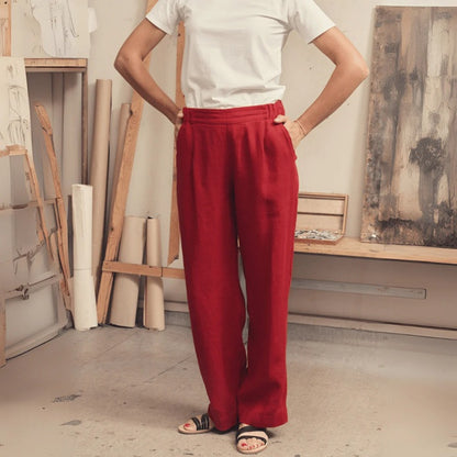 WILLOW Linen Pants - Red