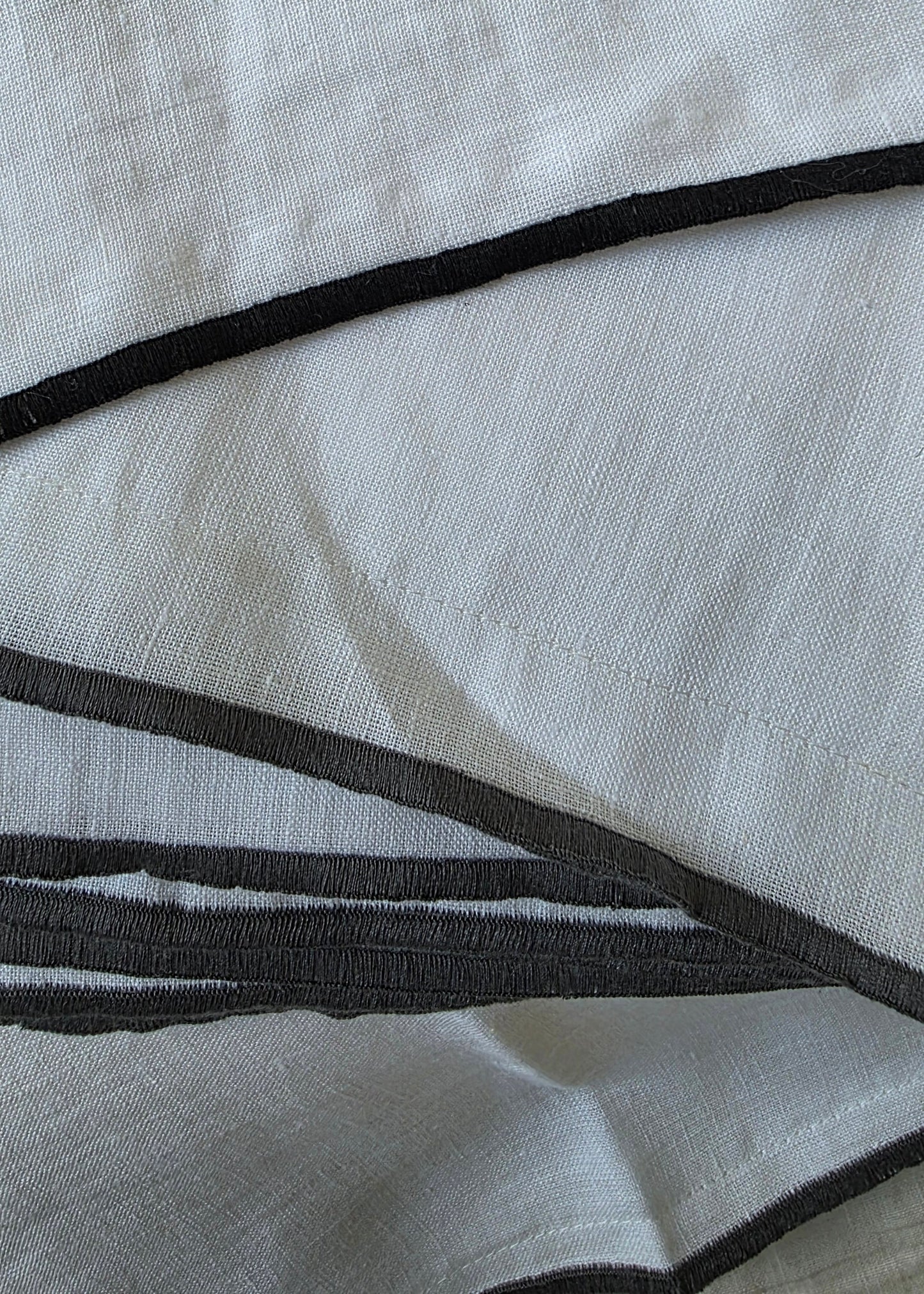 Sable Edge Linen Duvet Cover - White with Slate border