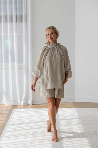 Lulu Reversible Linen Top - Natural