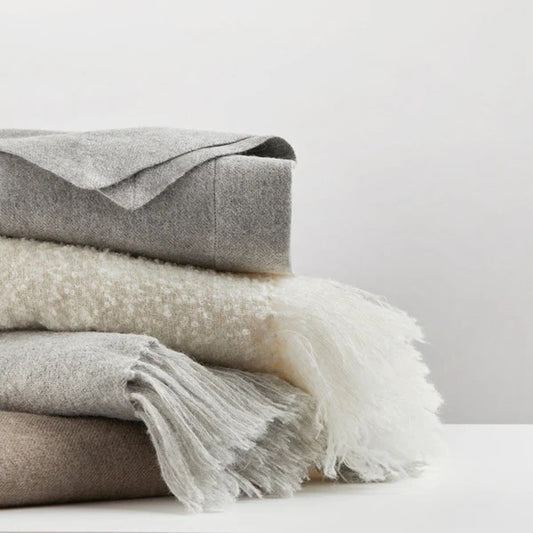Alpaca & Wool Bouclé Throw - Ash