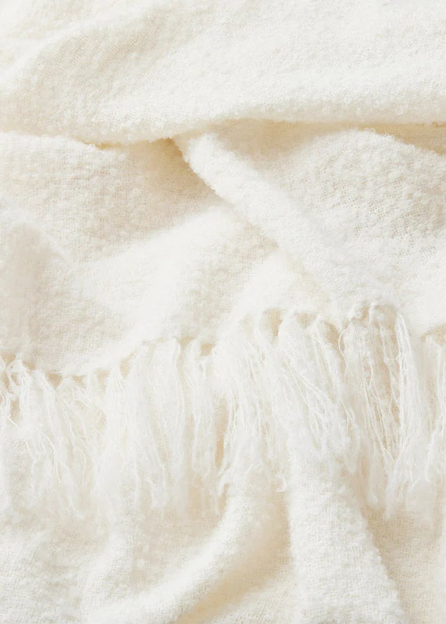 Close-up of white fluffy fabric texture