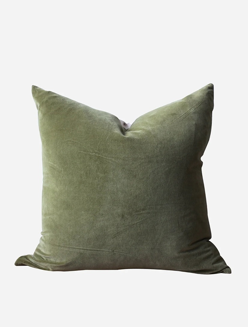 Velvet Cushion Cover ~ Light Olive