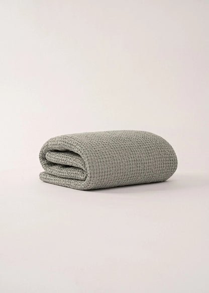 Sage Green Waffle Blanket - Made in Europe
