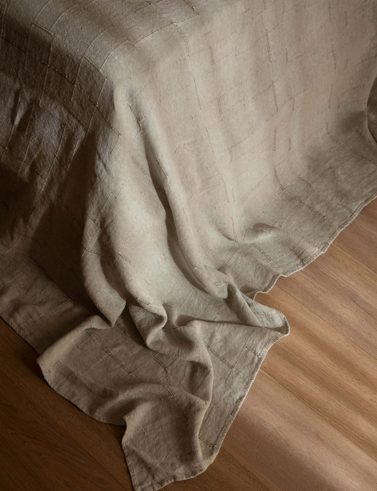 Textured Linen Bedcover | Sage