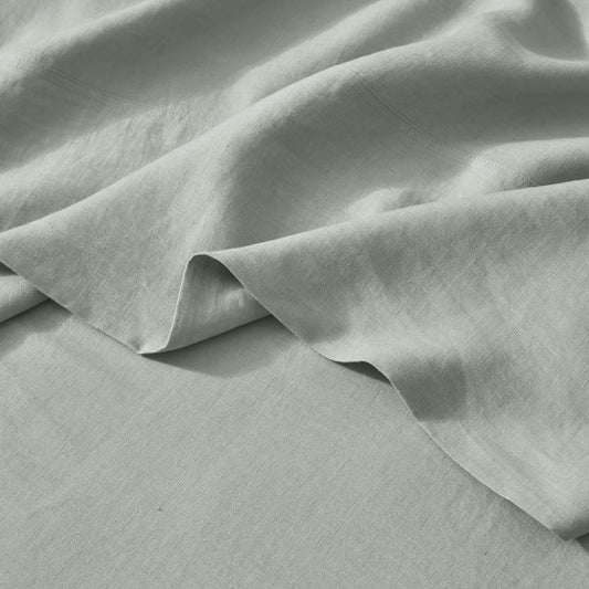 French Flax Linen Flat Sheet | Sage